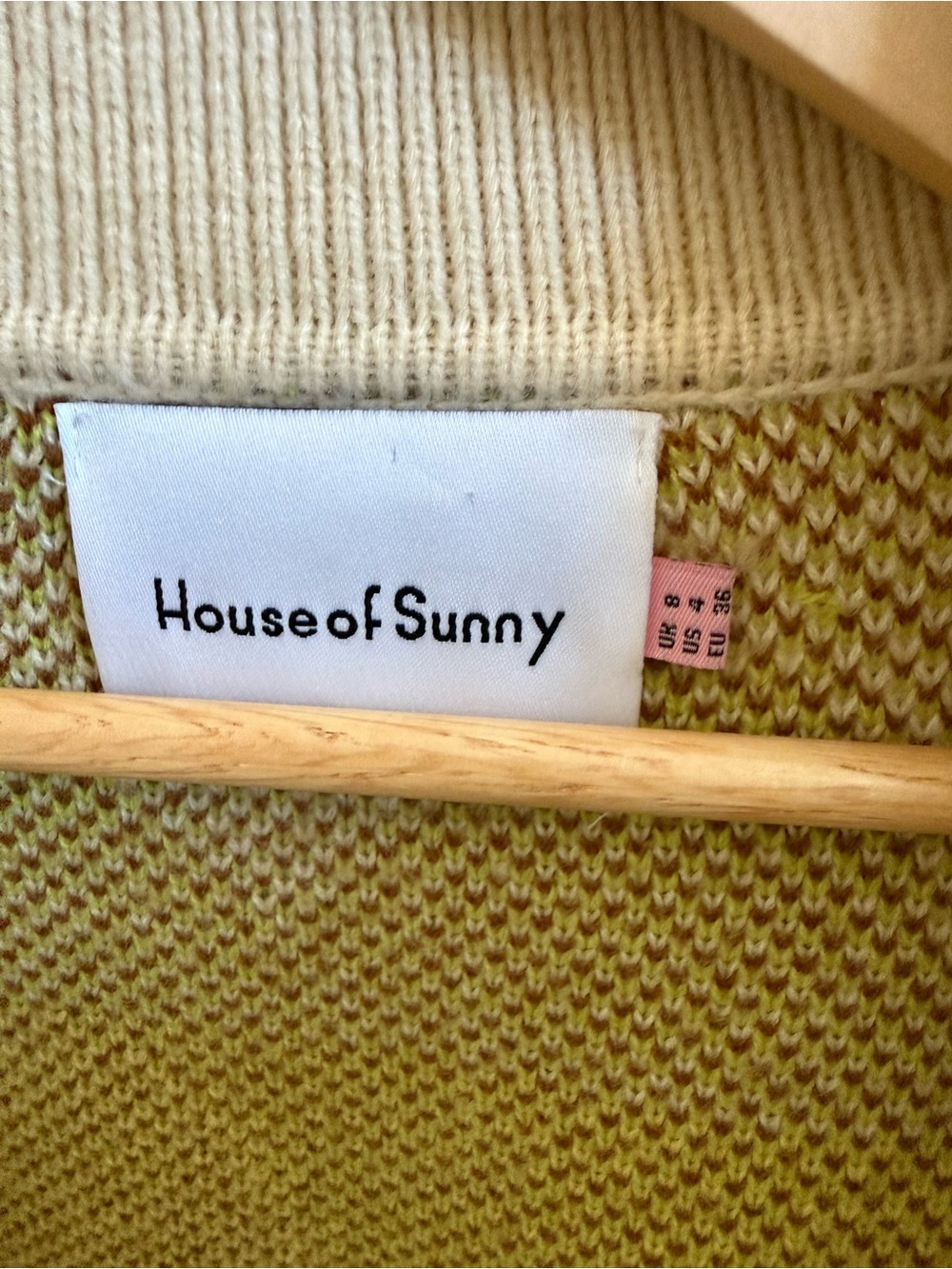 House of Sunny Pastel Yellow Blue Cream Cropped Cardigan - Picture 4 of 4